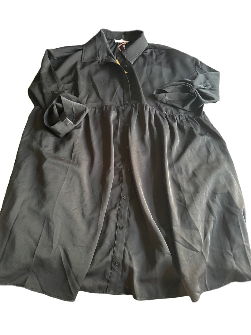 entro Black Button-Front Babydoll Shirt Dress